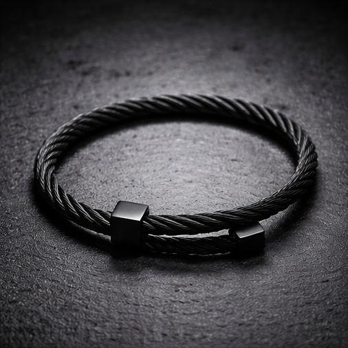 Midnight Steel Twist Cuff Bracelet