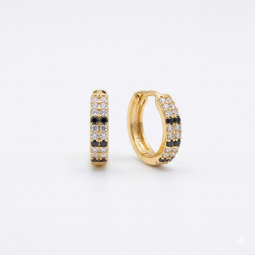Golden Noir Sparkle Hoop Earrings