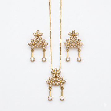 Golden Bloom Crystal Necklace Set