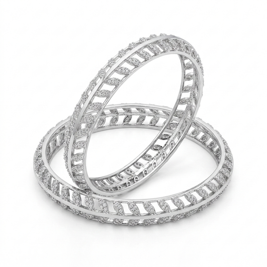 Noir Weave Crystal Bangle Set