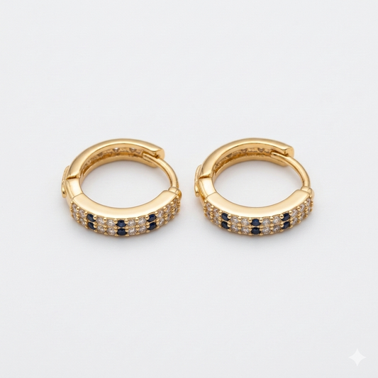 Golden Noir Sparkle Hoop Earrings