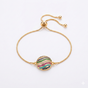 Aurora Rainbow Disc Adjustable Bracelet
