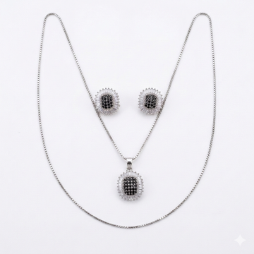 Crystal Noir Radiance Halo Jewelry Set
