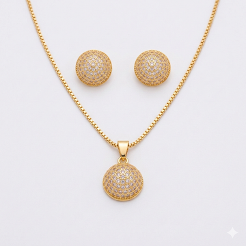 Golden Aura Crystal Disc Necklace Set