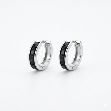 Midnight Edge Black Inlay Hoop Earrings
