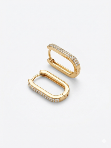 Golden Linear Spark Stud Earrings