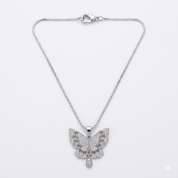 Crystal Flutter Butterfly Pendant Necklace
