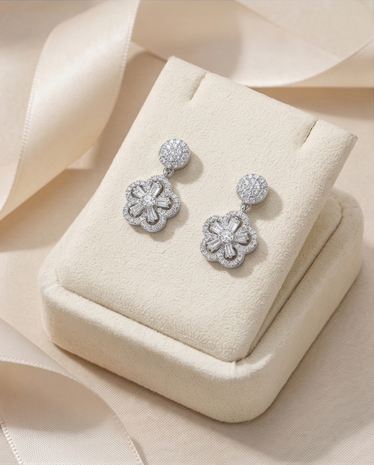 Petal Crystal Drop Earrings