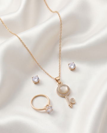 Amora Pearl Key Crystal Jewelry Set