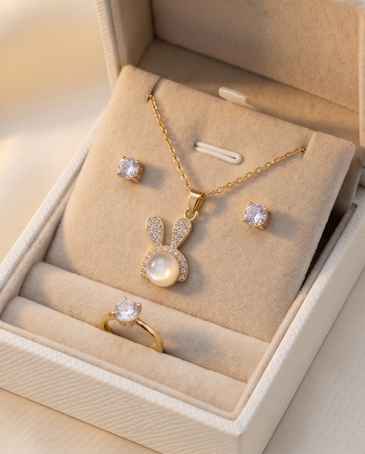 Luna Bunny Pearl Jewelry Set