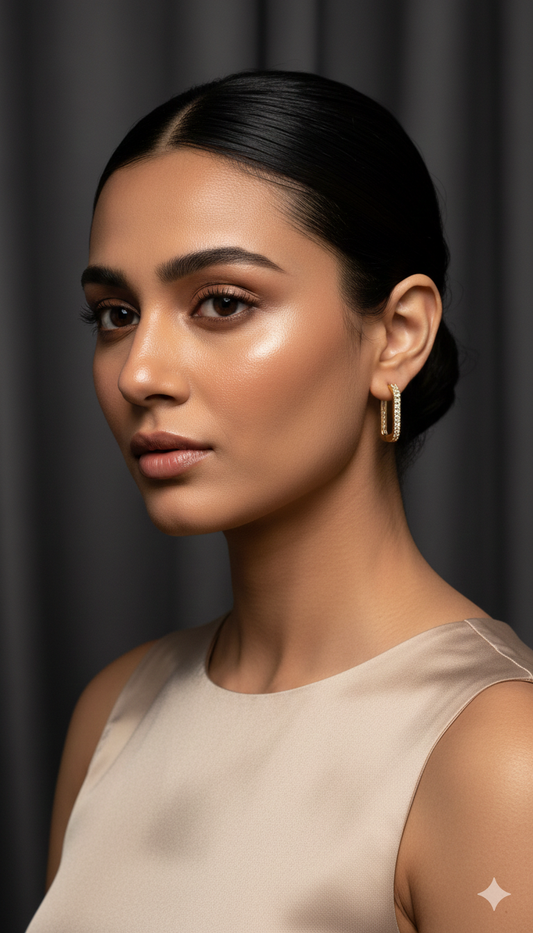 Golden Linear Spark Stud Earrings