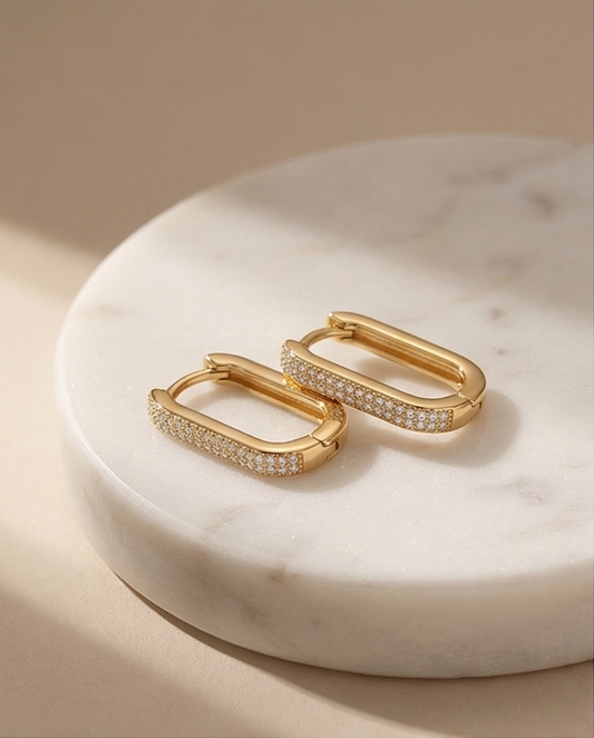 Golden Linear Spark Stud Earrings