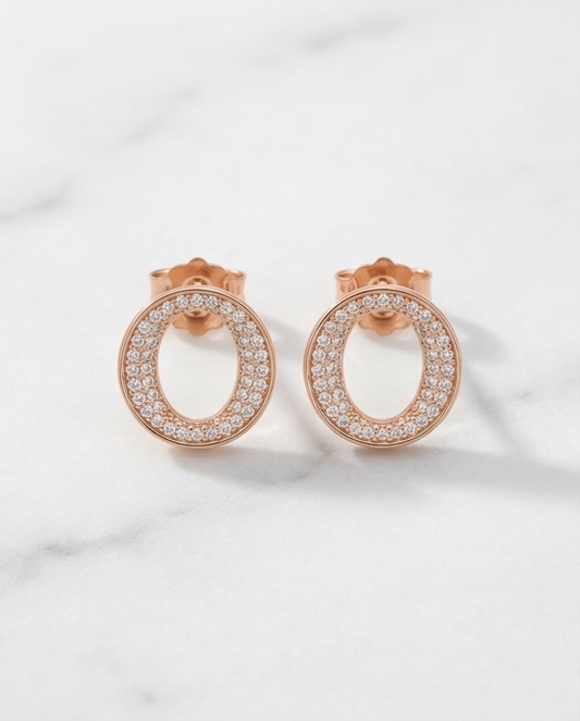 Golden Halo Crystal Stud Earrings