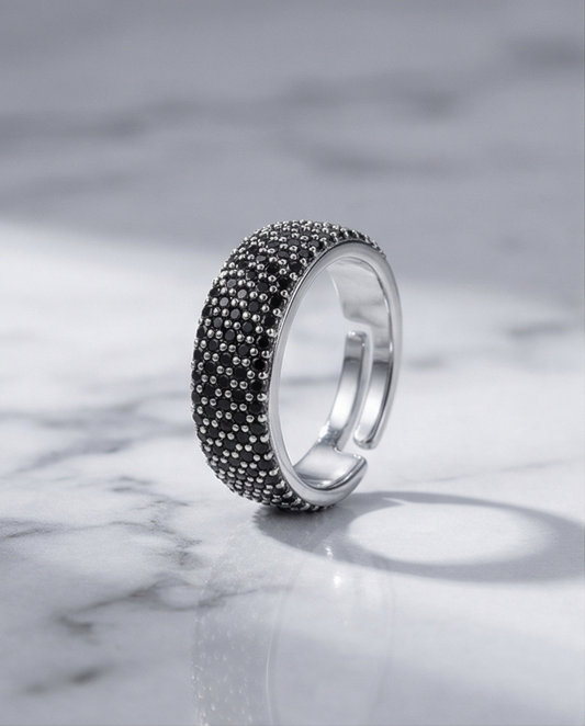 Silver Eclipse Pave Band Ring