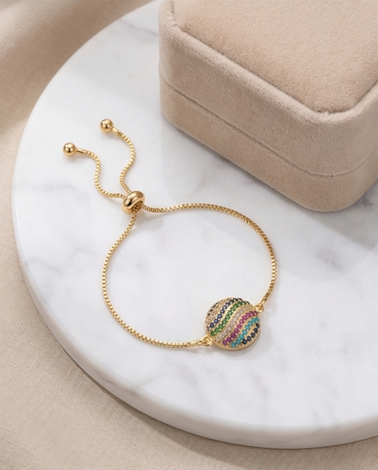 Aurora Rainbow Disc Adjustable Bracelet